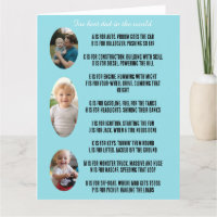 father's day personalised card with rhyme and pic