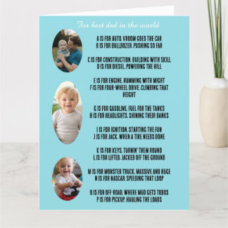 father's day personalised card with rhyme and pic