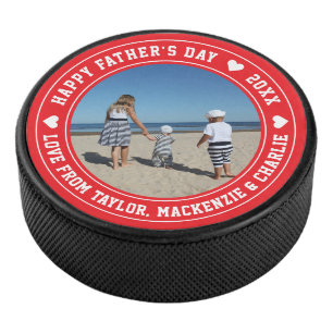 Fathers Day Personalised Photo And Text Hockey Puck