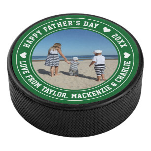 Fathers Day Personalised Photo And Text Hockey Puck