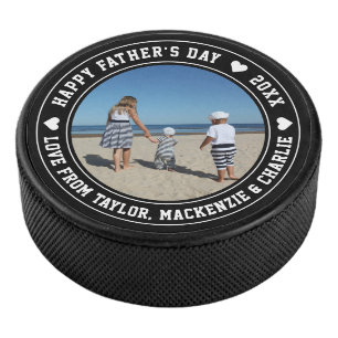 Fathers Day Personalised Photo And Text Hockey Puck