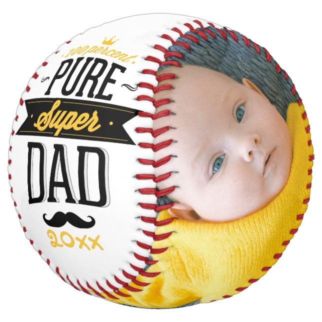 Fathers Day Personalised Pure Super Dad Softball (Angled)