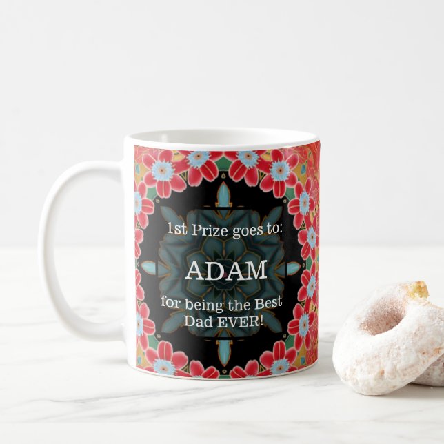 FATHER'S DAY - PERSONALIZED MUG - 1ST PRIZE - RED (With Donut)