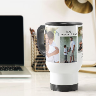 Father's Day Photo Collage 4 Vertical Photo Travel Mug
