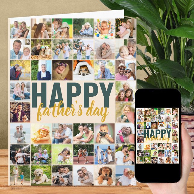 Father's Day Photo Collage Big Personalised Card (Creator Uploaded)