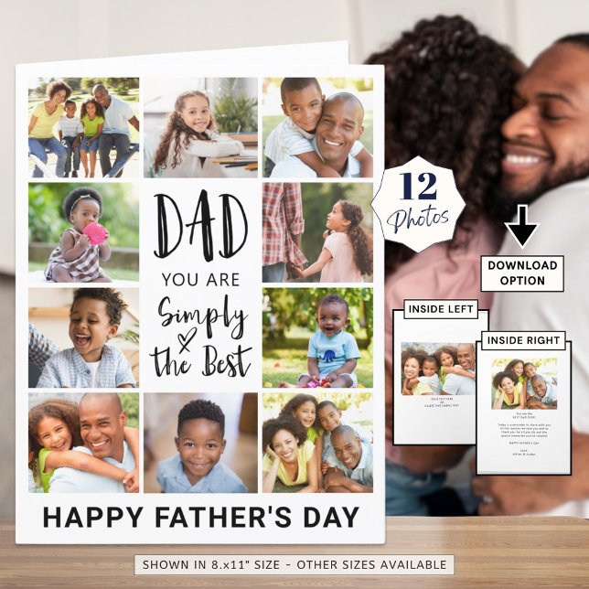 Father's Day Photo Collage BIG Personalised Card (Creator Uploaded)