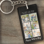 Father's Day Photo Collage Black Key Ring<br><div class="desc">Best dad script font with 6 family photo slots along with a custom message for your number 1 Dad.</div>
