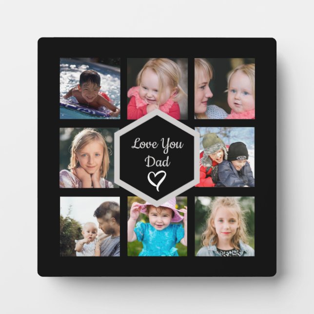 Father's Day Photo Collage Black Plaque (Front)