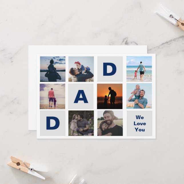 Father's day photo collage card (Front/Back In Situ)