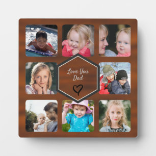 Father's Day Photo Collage Faux Wood Plaque
