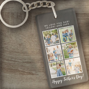 Father's Day Photo Collage Grey Key Ring