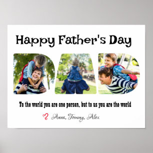 Fathers Day Photo Collage Letter Shaped Poster