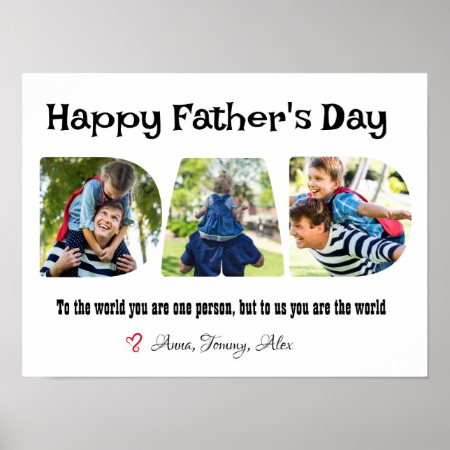 Fathers Day Photo Collage Letter Shaped Poster (Front)