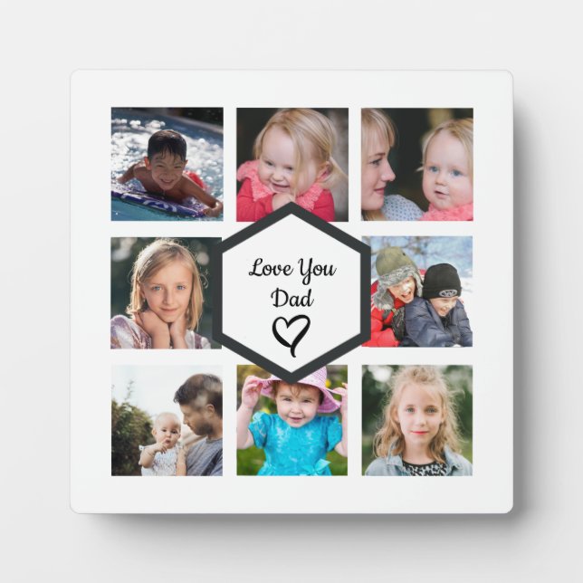 Father's Day Photo Collage White Plaque (Front)