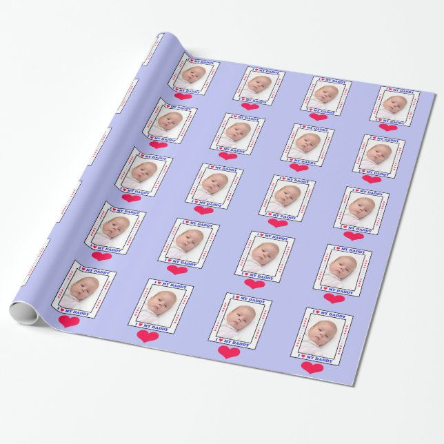 Fathers Day Photo Gift Wrap Wrapping Paper (Unrolled)