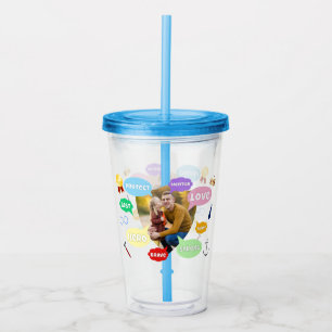 Fathers Day Photo Word Clouds Best Dad Father Acrylic Tumbler