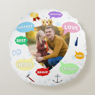 Fathers Day Photo Word Clouds Best Dad Father Round Cushion