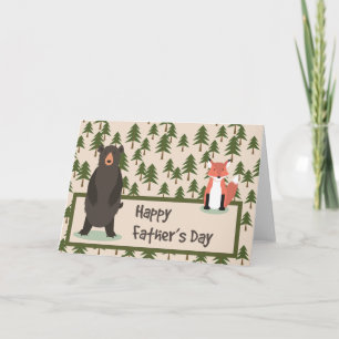 Fathers Day Pine Trees Bear and Fox Card