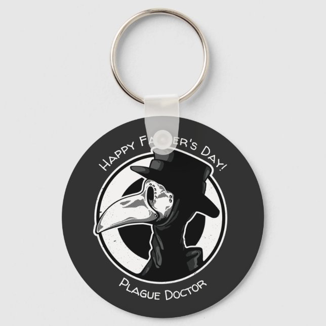 Father's Day Plague Doctor Bird Mask B/W Steampunk Key Ring (Front)
