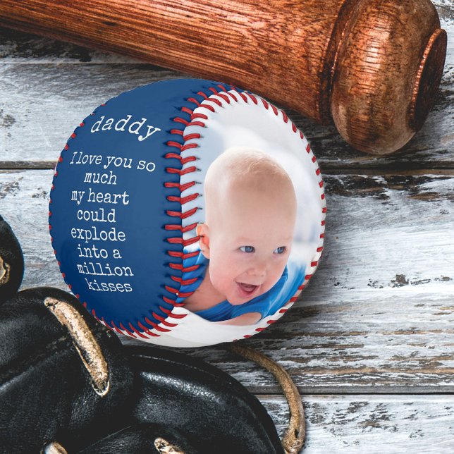 Fathers Day Poem and 2 Custom Photos Blue and Grey Baseball (Creator Uploaded)