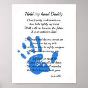 Fathers Day Poem - Hold My Hand Handprint Dad Gift Poster