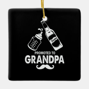 Father's Day Promoted To Grandpa Ceramic Ornament