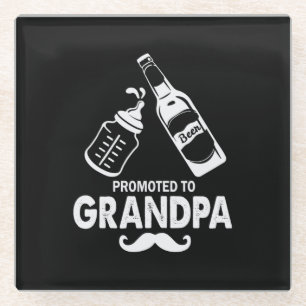 Father's Day Promoted To Grandpa Glass Coaster