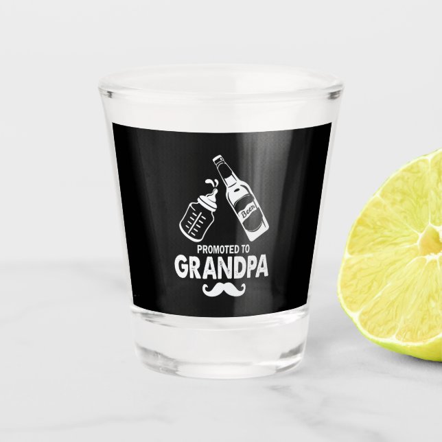 Father's Day Promoted To Grandpa Shot Glass (Front)