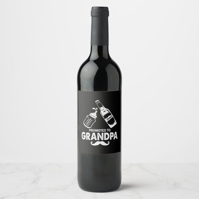 Father's Day Promoted To Grandpa Wine Label (Front)