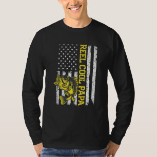 Father's Day Reel Cool Papa Fish American Flag Da T-Shirt