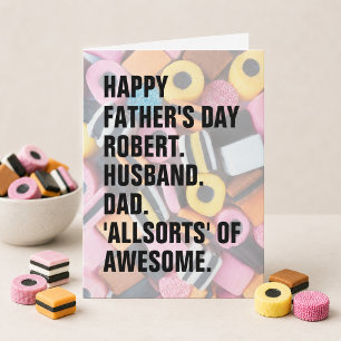 Father's Day Retro Allsorts Candy Personalised Card