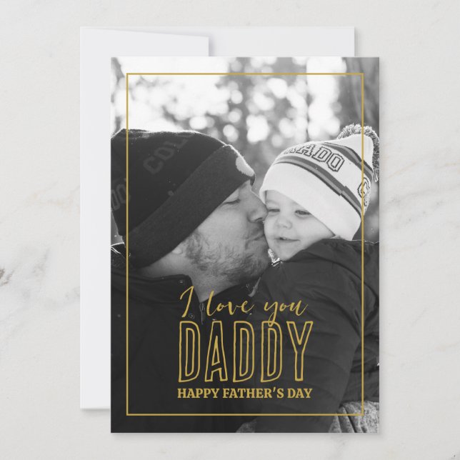 Father's Day Retro Black White Photo I Love Daddy Holiday Card (Front)