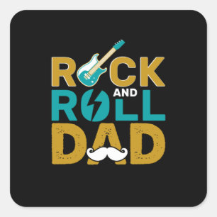 Father's Day Rock And Roll Dad Square Sticker