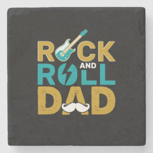 Father's Day Rock And Roll Dad Stone Coaster