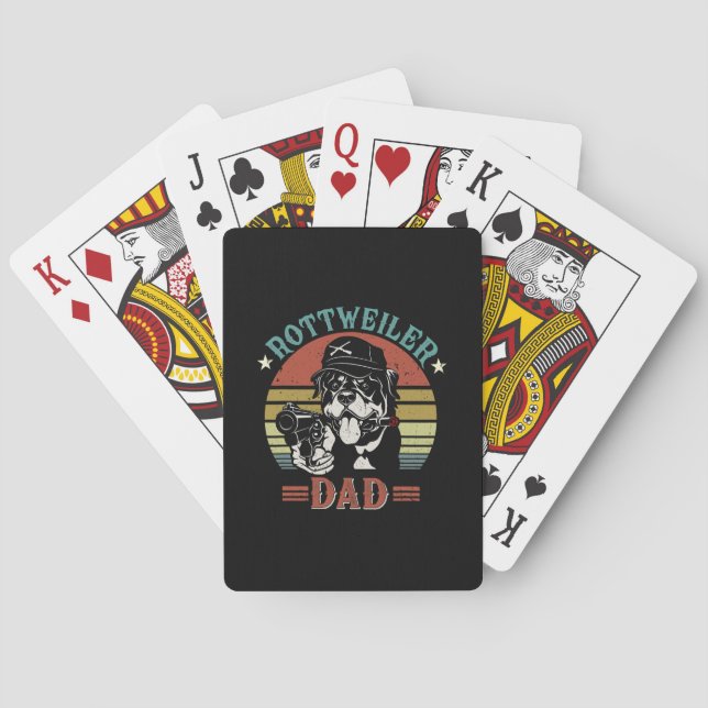 Father's Day | Rottweiler Dog Dad Playing Cards (Back)