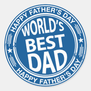 Father's day rubber stamp effect -white- classic round sticker