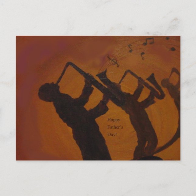 Father's Day Saxiphone Jazz Art Postcard (Front)