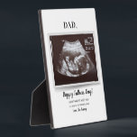 Fathers Day Script Ultrasound Photo Pregnancy Dad Plaque<br><div class="desc">It's always a good time to share this exciting news with your nearest and dearest. Perfect father's day gift idea for the dad to be with ultrasound photo. Customise this unique announcement display, add your details and let everyone know about this special news. Great gift for new parents and baby...</div>