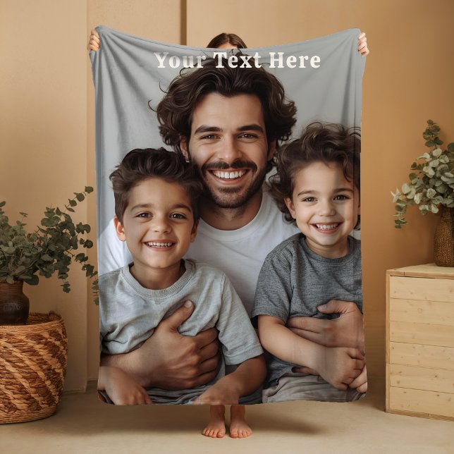 Fathers Day Sherpa Blanket Custom Photo Text Gifts (Creator Uploaded)