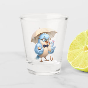 Father's Day Shot Glass Cute Bird Family Gift