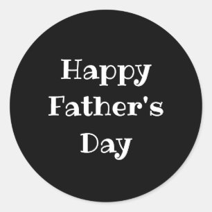 Father's Day Simple Black White Classic Round Sticker
