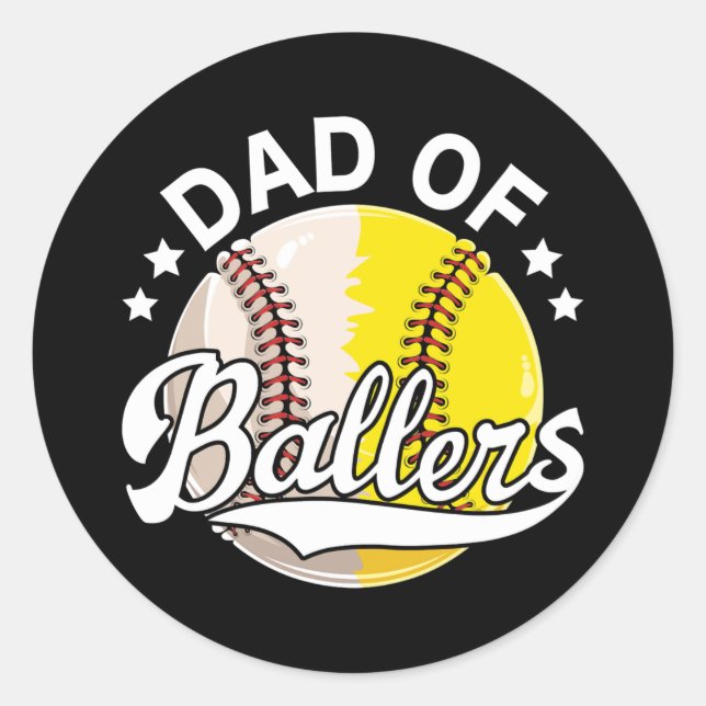 Father's Day Softball Baseball Lovers Funny Dad Classic Round Sticker (Front)