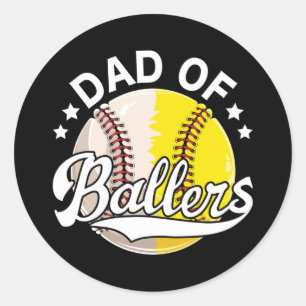 Father's Day Softball Baseball Lovers Funny Dad Classic Round Sticker