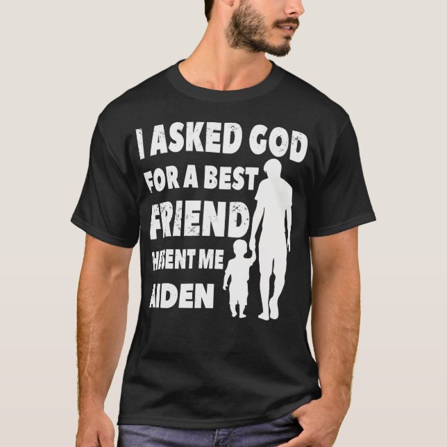 Father'S Day Son Aiden Name Adorable Matching Cust T-Shirt (Front)