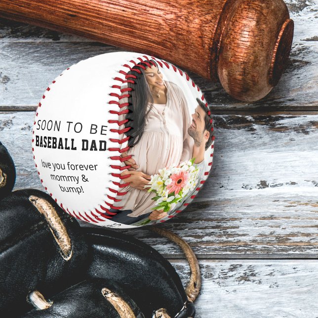 Fathers Day Soon to Be Dad 2 Photo Personalised Baseball (Creator Uploaded)