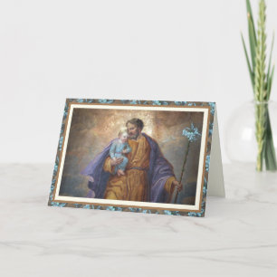 Father's Day St. Joseph Baby Jesus Cross Lily Card
