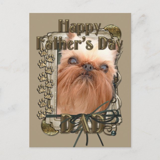 Fathers Day - Stone Paws - Brussels Griffon Postcard (Front)