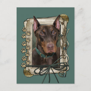 Fathers Day - Stone Paws - Doberman - Red Postcard