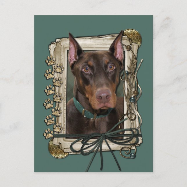Fathers Day - Stone Paws - Doberman - Red Postcard (Front)