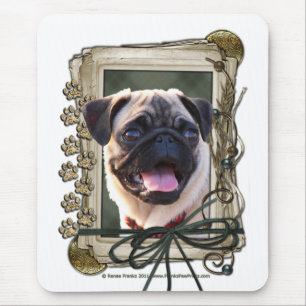 Fathers Day - Stone Paws - Pug Mouse Pad